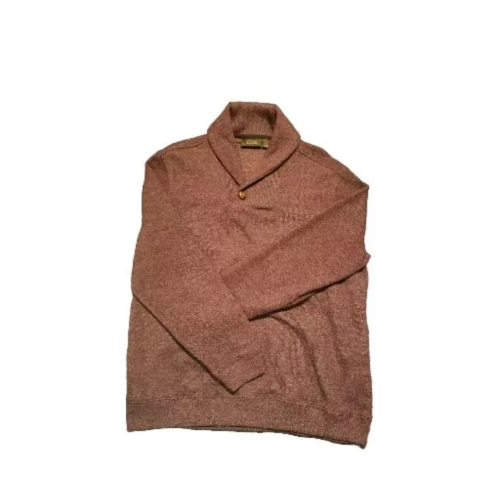 Tasso Elba Mens Burgundy Shawl Collar Spa Sweater Size M Pullover Button Accent